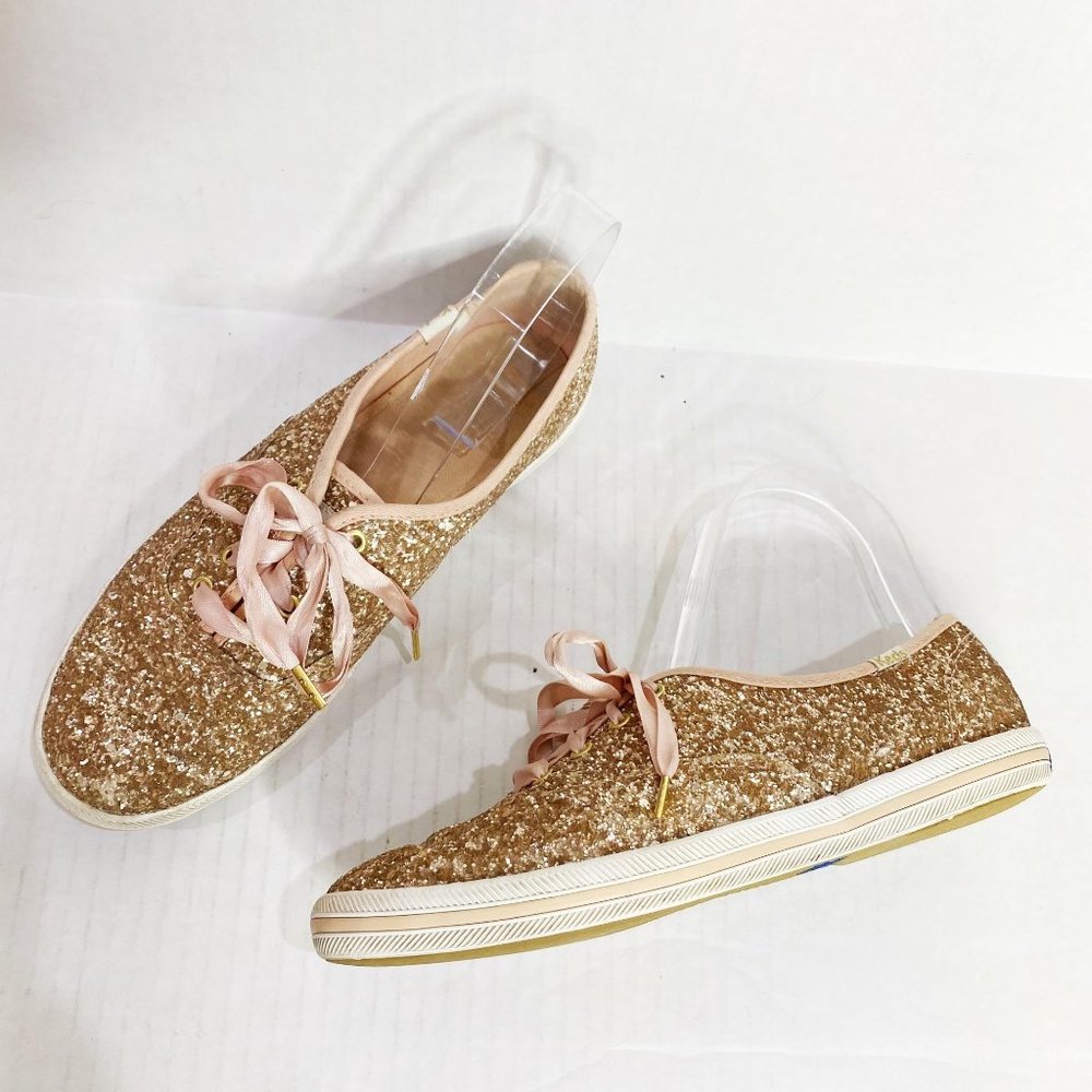 Keds x Kate Spade Rose Gold Glitter Lace Up Shoes